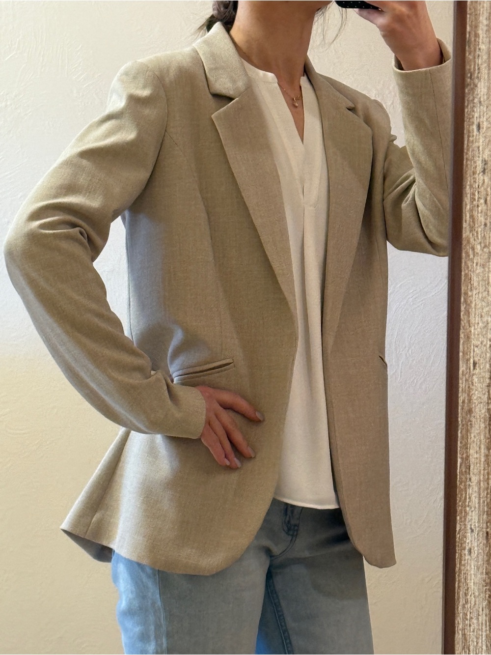 Joie Beige Linen-Blend Classic Coat Size XS-S